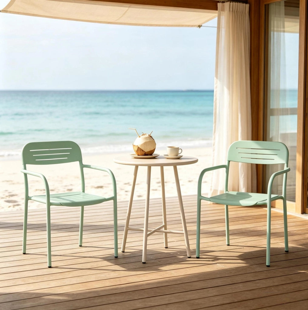 Set di 2 sedie da giardino impilabili in metallo verde 56 x 58 x 78 cm