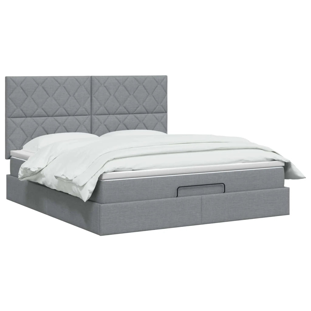 Letto ottomano con materasso Grigio Chiaro 160 x 200 cm Tessuto 3457584