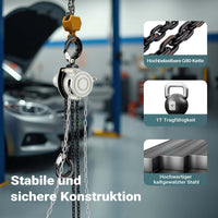 Paranco a catena manuale V21-1, capacità di carico 1 t, altezza di sollevamento 5 m, leggero e compatto, per impieghi gravosi