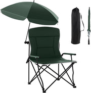Sedia da campeggio con ombrellone, sedia da spiaggia con braccioli e cuscini imbottiti, sedia da pesca con borsa per il trasporto, carico 150 kg, sedia pieghevole per barbecue, giardino
