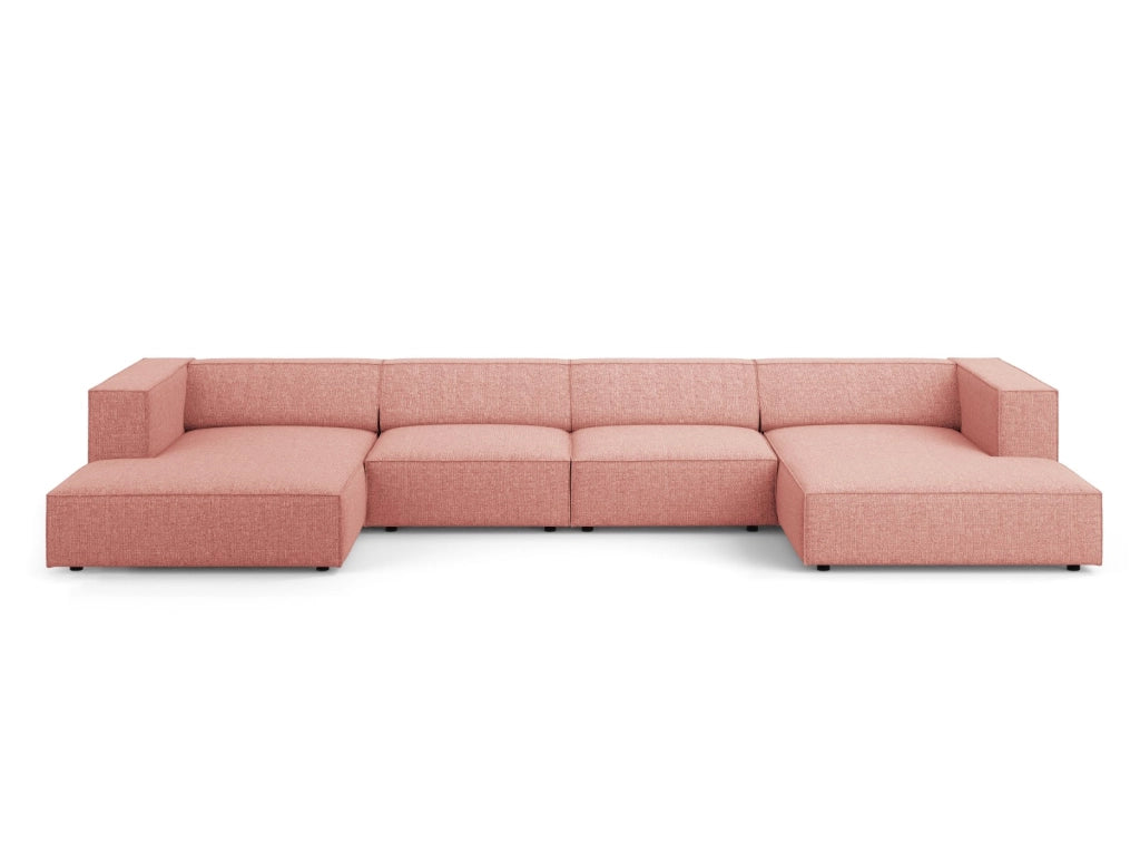 Cosmopolitan Design - Divano panoramico "Arendal" 6 posti in ciniglia rosa 