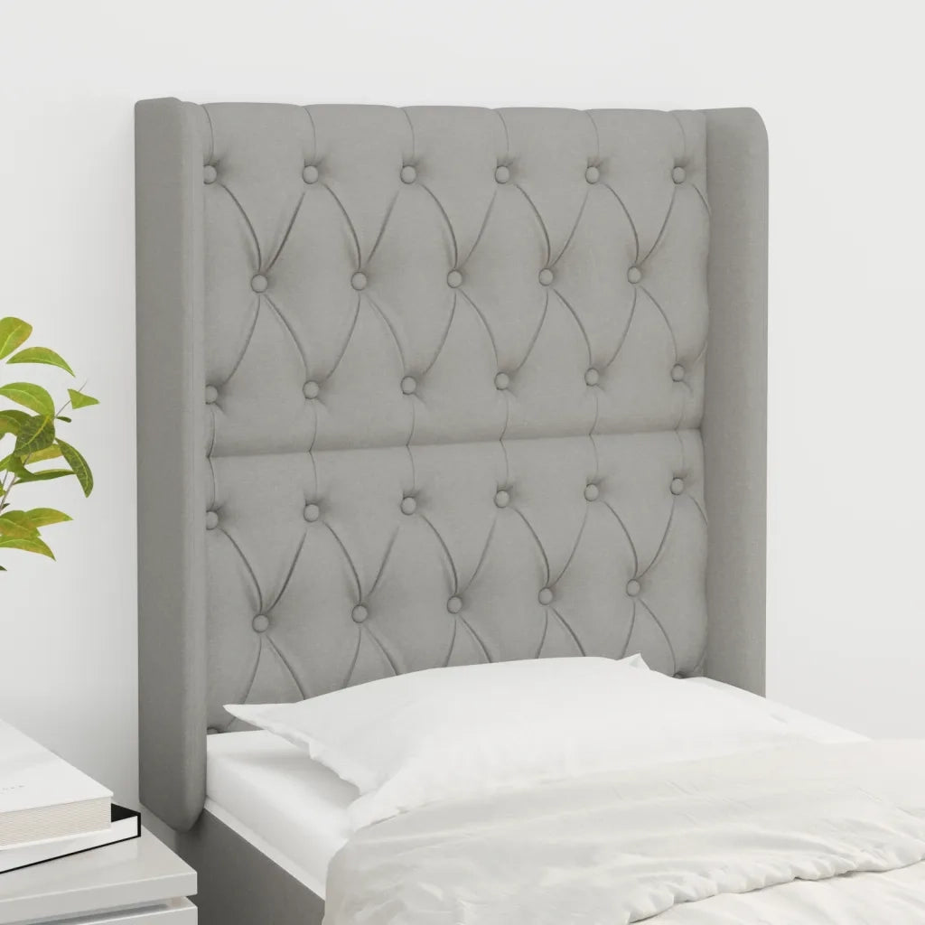 Testiera | Testata ad Orecchio Grigio Chiaro 83x16x118/128 cm in Tessuto