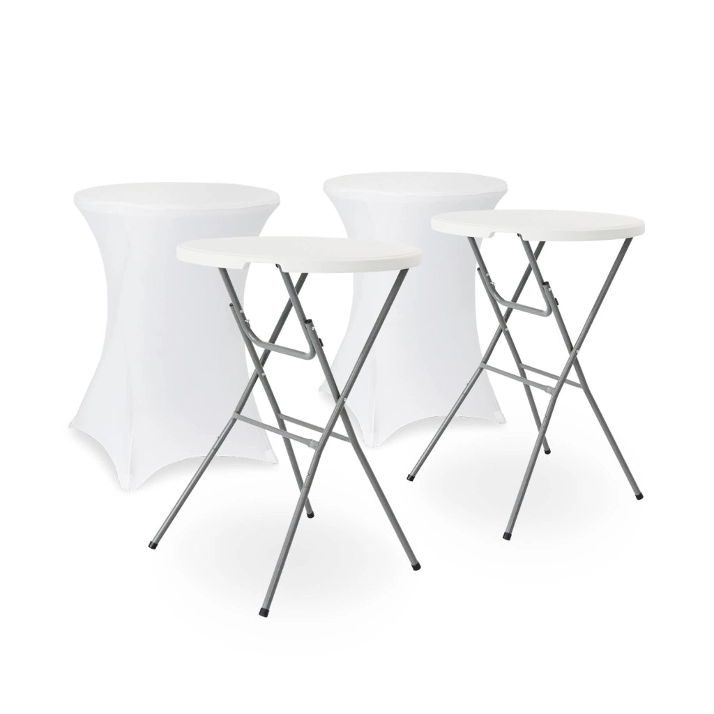 Set di 2 tavoli pieghevole con copertura protettiva, bianco