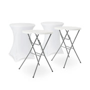 Set di 2 tavoli pieghevole con copertura protettiva, bianco