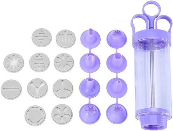 Kit di decorazione per biscotti e dessert con beccuccio e stencil - 19 pezzi