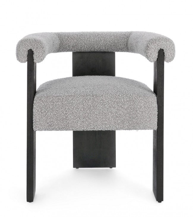 Sedia 70x60x71 cm Agape in Bouclè Nero/Grigio