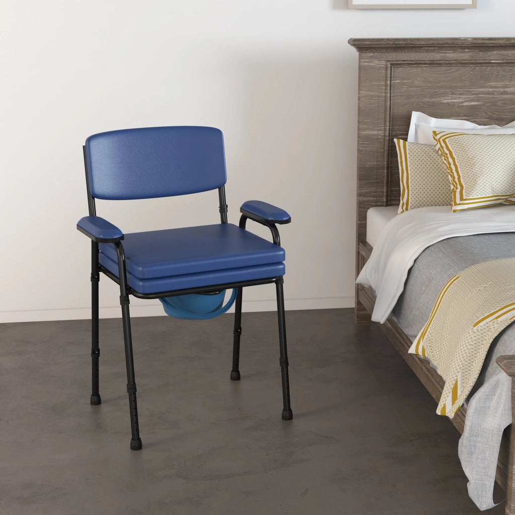 Sedia WC per Anziani e Disabili Altezza Regolabile e Secchio Rimovibile Blu