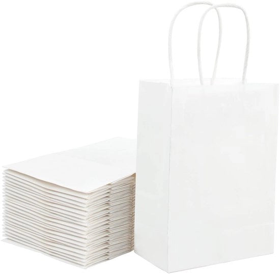 Confezioni regalo 25 pezzi - Sacchetti di carta 15x8x21 cm - Carta forte con maniglie - Base solida - Superficie a scaglie - Ideali per compleanni e matrimoni