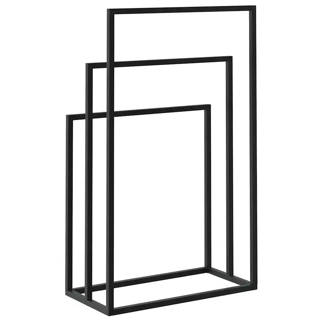 Portasciugamani da Pavimento Nero 48x24x79cm in Ferro 343090