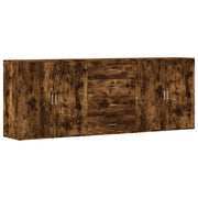 Credenze 3 pz | Madia | Buffet da pranzo | Armadio da pranzo Rovere Fumo in Legno Multistrato