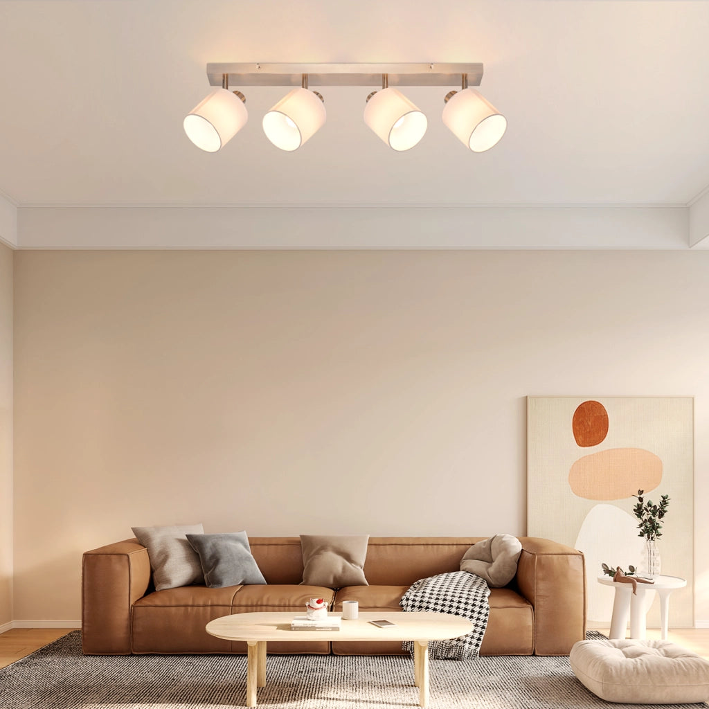 ZMH Faretto da soffitto 4 luci argento E14 orientabili 350° moderno per cucina corridoio senza lampadina