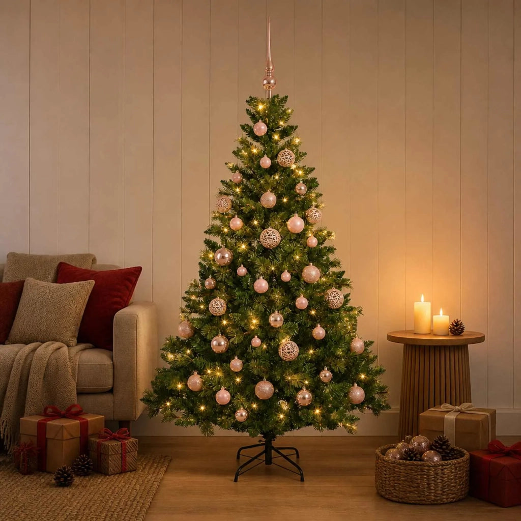Albero di Natale Artificiale con Palline 120 cm 150 LED 3465769