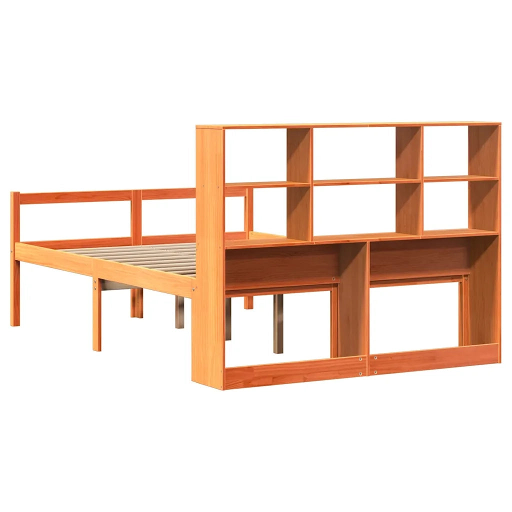 vidaXL Letto Libreria senza Materasso Marrone Cera 120x190 cm Legno