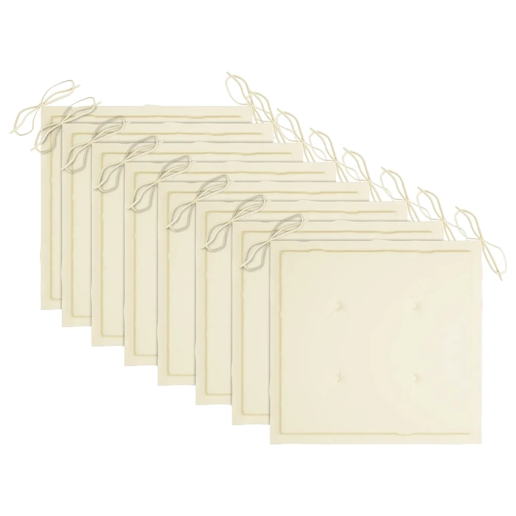 Sedie da Giardino con Cuscini Crema 8 pz in Massello di Teak 3072919