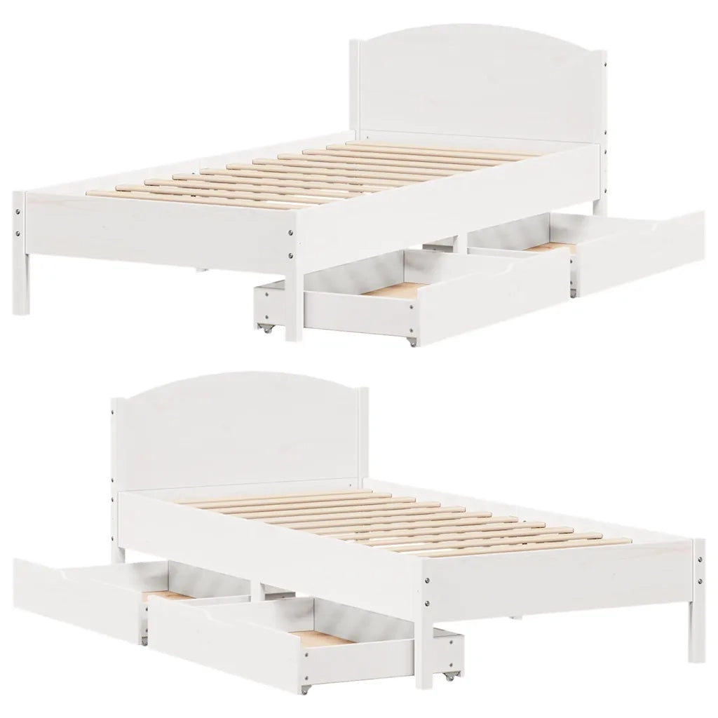 vidaXL Giroletto senza Materasso Bianco 100x200 cm Legno Massello Pino