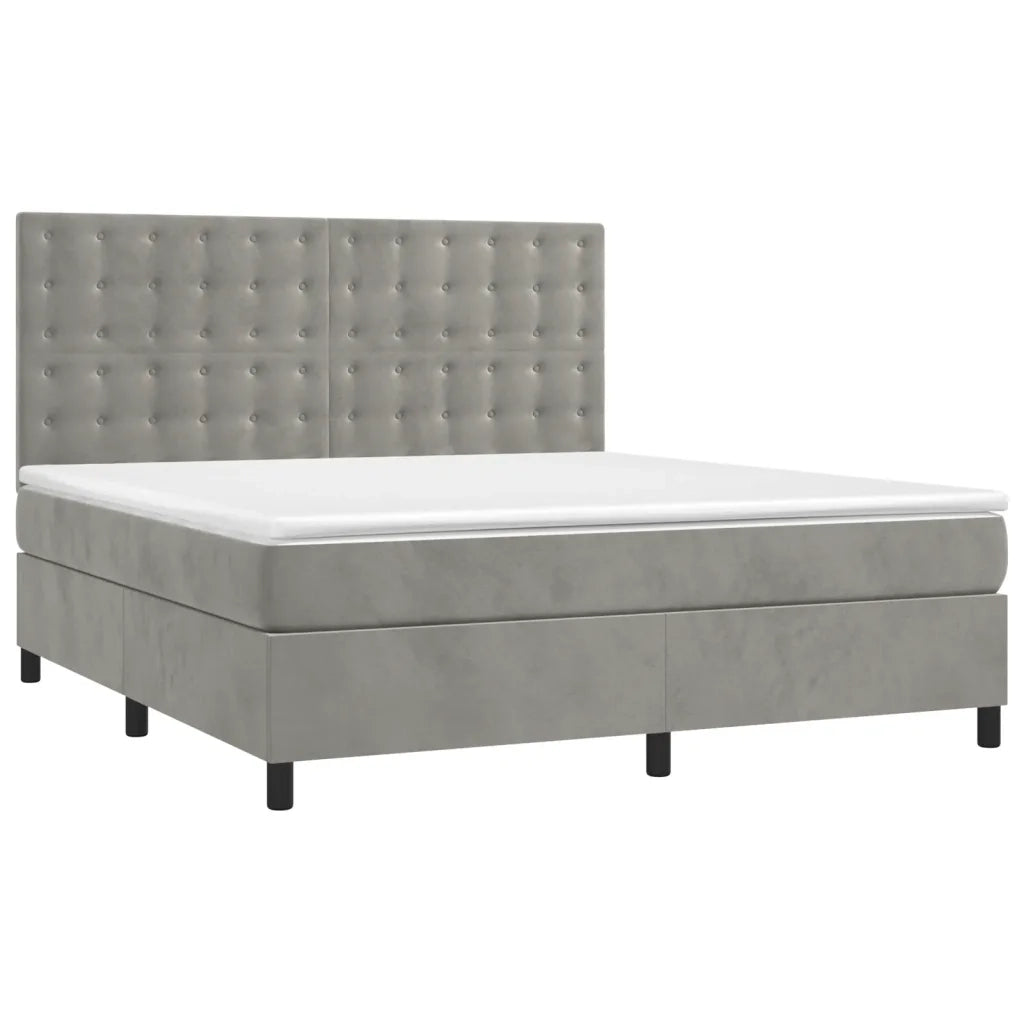 Giroletto a Molle con Materasso Grigio Chiaro 160x200cm Velluto 3143271