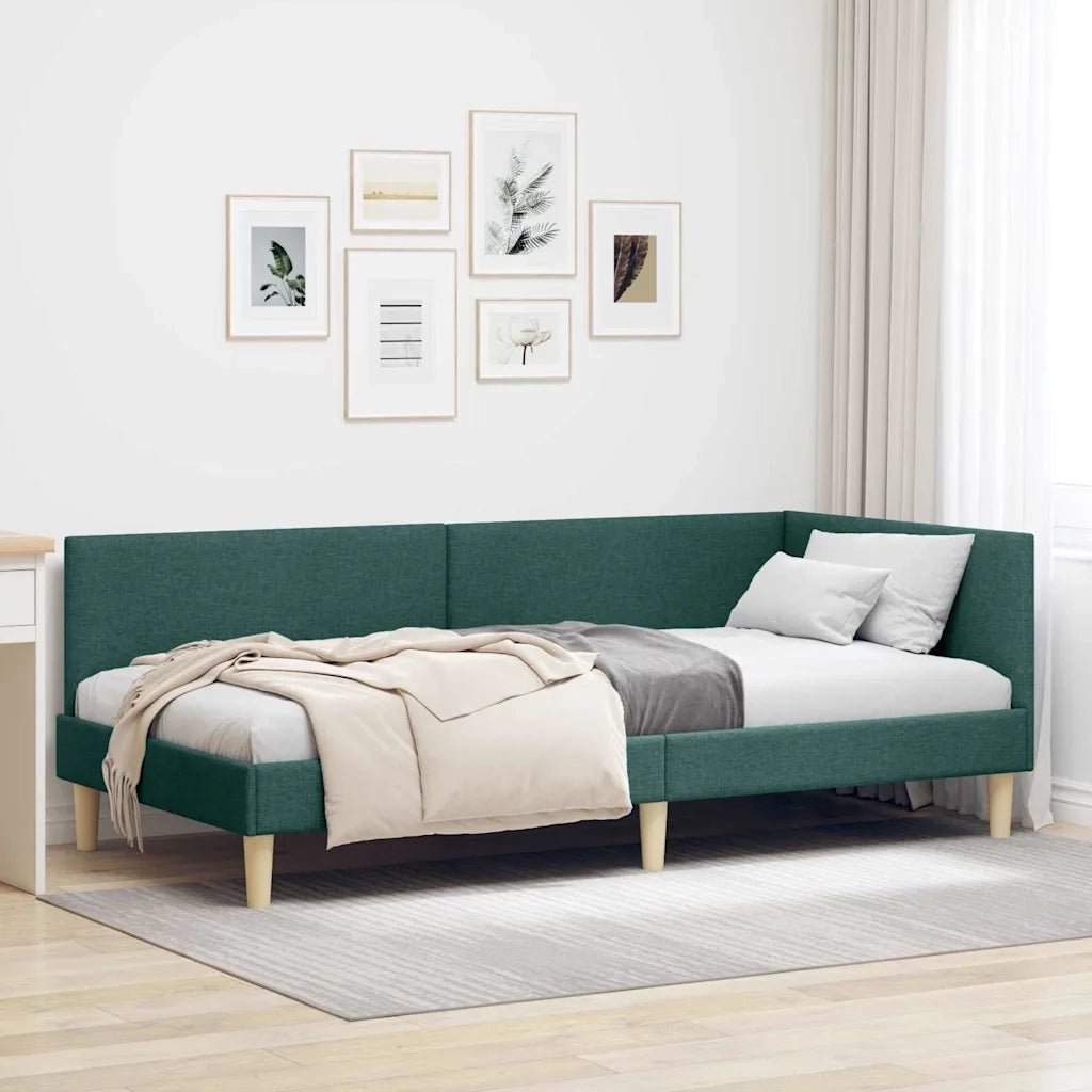 Letto singolo | Letto per adulti | Cornice del letto ad angolo Verde Scuro 100 cm x 200 cm