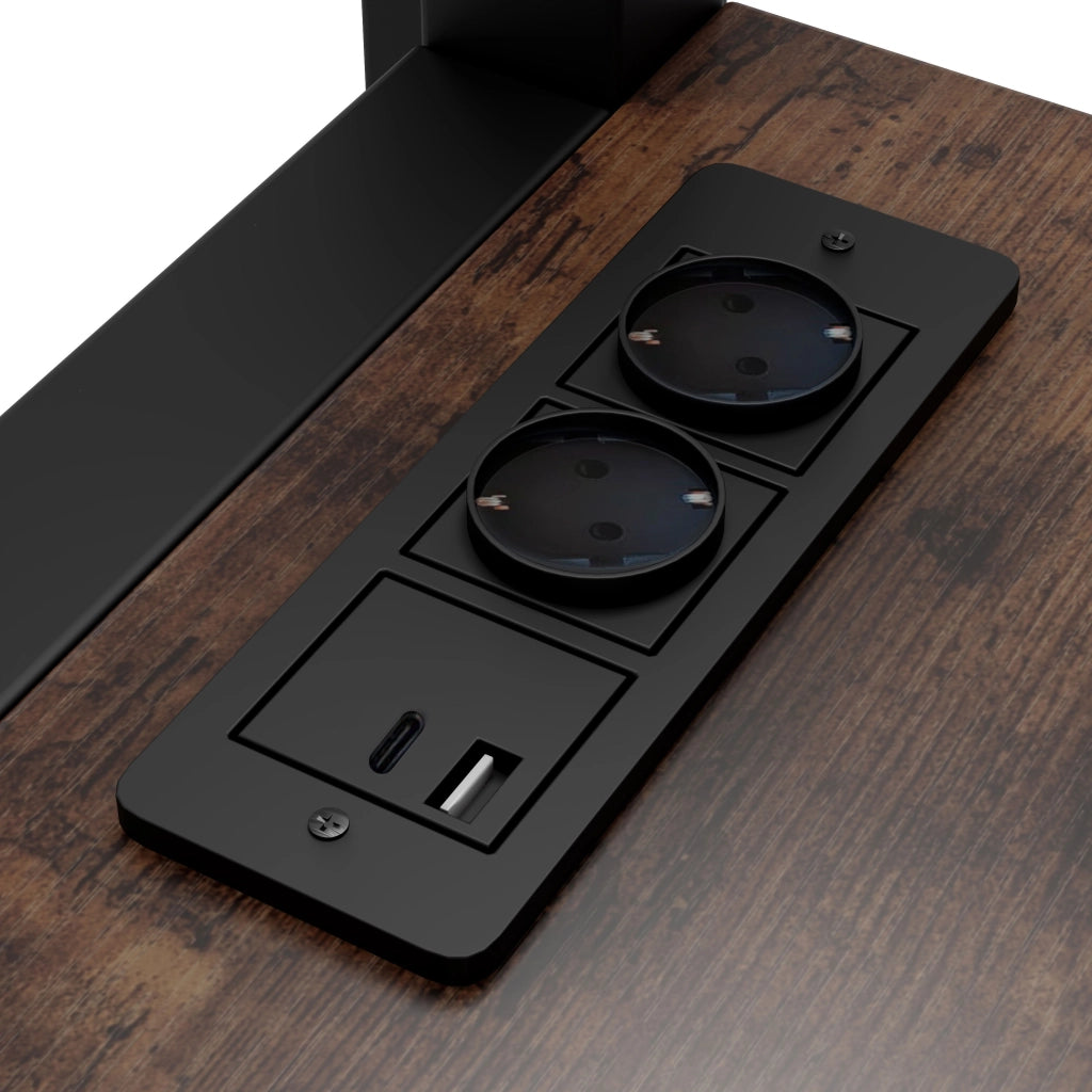 DESMIU Letto a Soppalco 2 Posti con Mensole, Scrivania, Presa, USB e USB-C 140 × 200 cm, senza Materasso