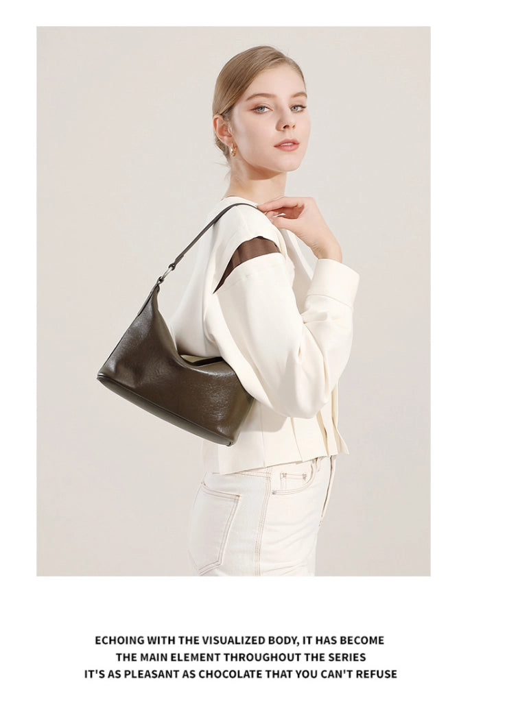 Borsa a tracolla da donna in vera pelle, stile western, marrone