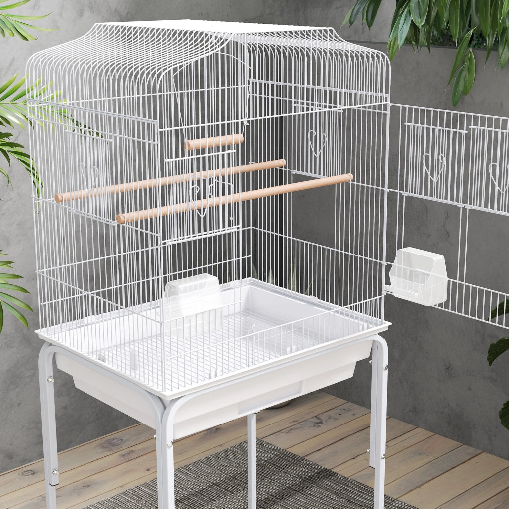 Gabbia per Uccelli con Ruote ¨C zephmum ¨C Bianco 46.5x36x124 cm