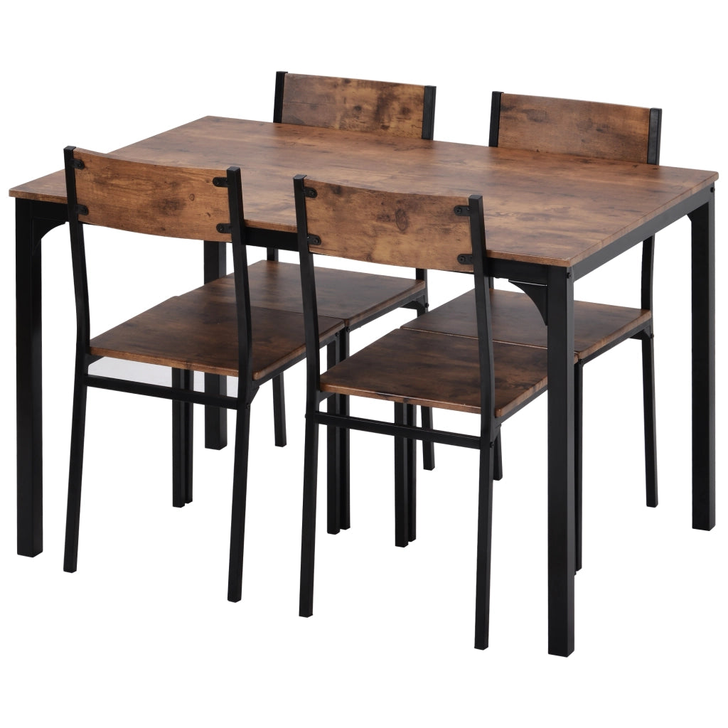 Set Tavolo da Pranzo con 4 Sedie ¨C Xylo ¨C Legno Vintage Marrone