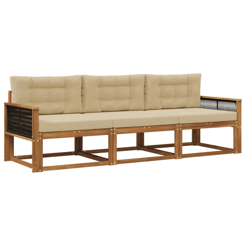 Set di divani da esterno 3 pz Naturale e Beige 3382306