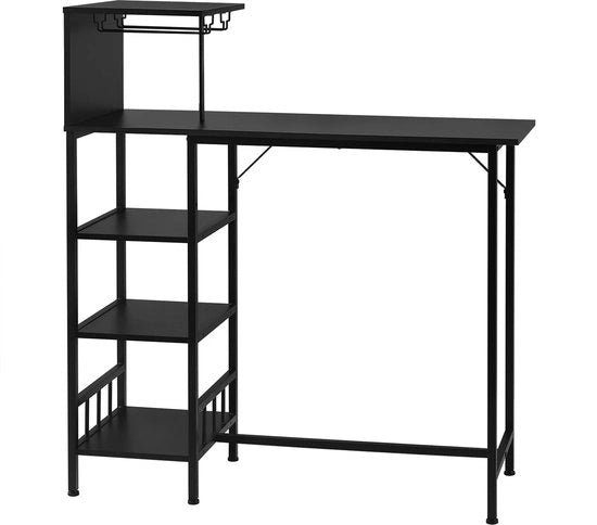 Bartafel in legno e acciaio per cucina - 108.5x40x125.5 cm - nero