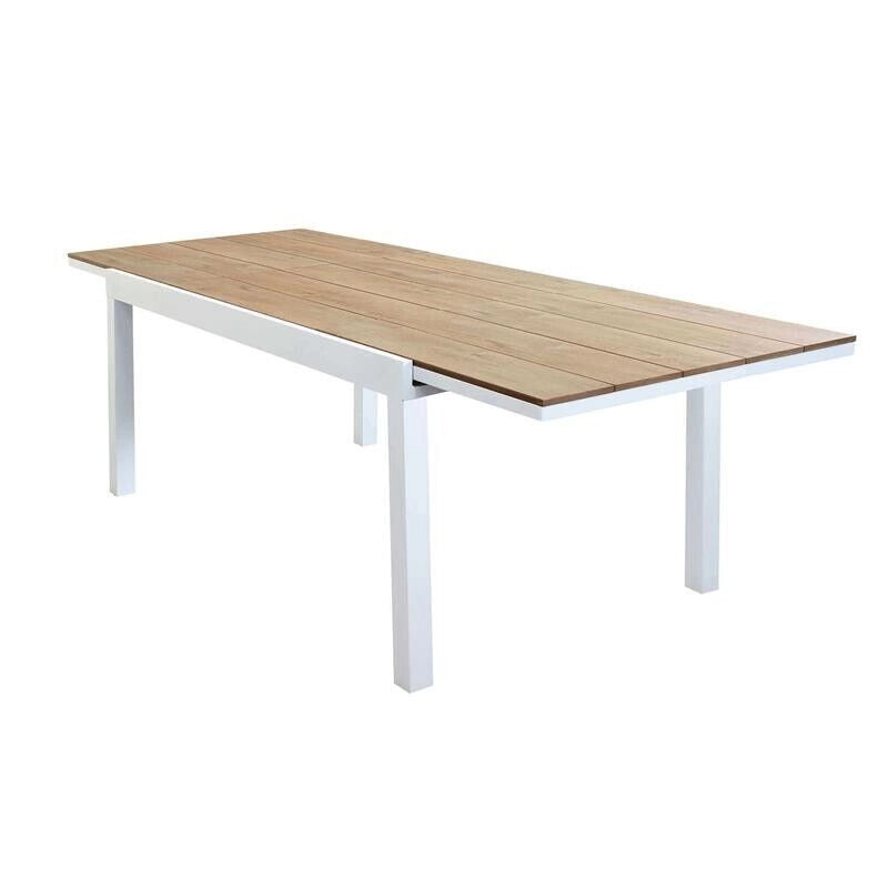 SET TAVOLO CAYMAN ALLUNGABILE CON 6 POLTRONE IN TEAK BIANCO E NATURALE