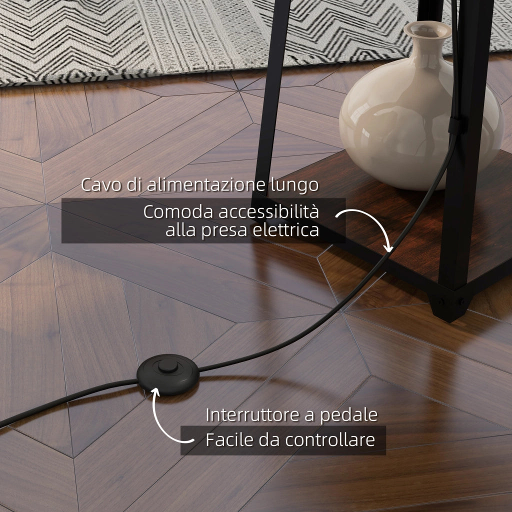 Lampada da Terra a 3 Ripiani ¨C zephmum ¨C Nero e Beige, Metallo e MDF, ?42x166 cm