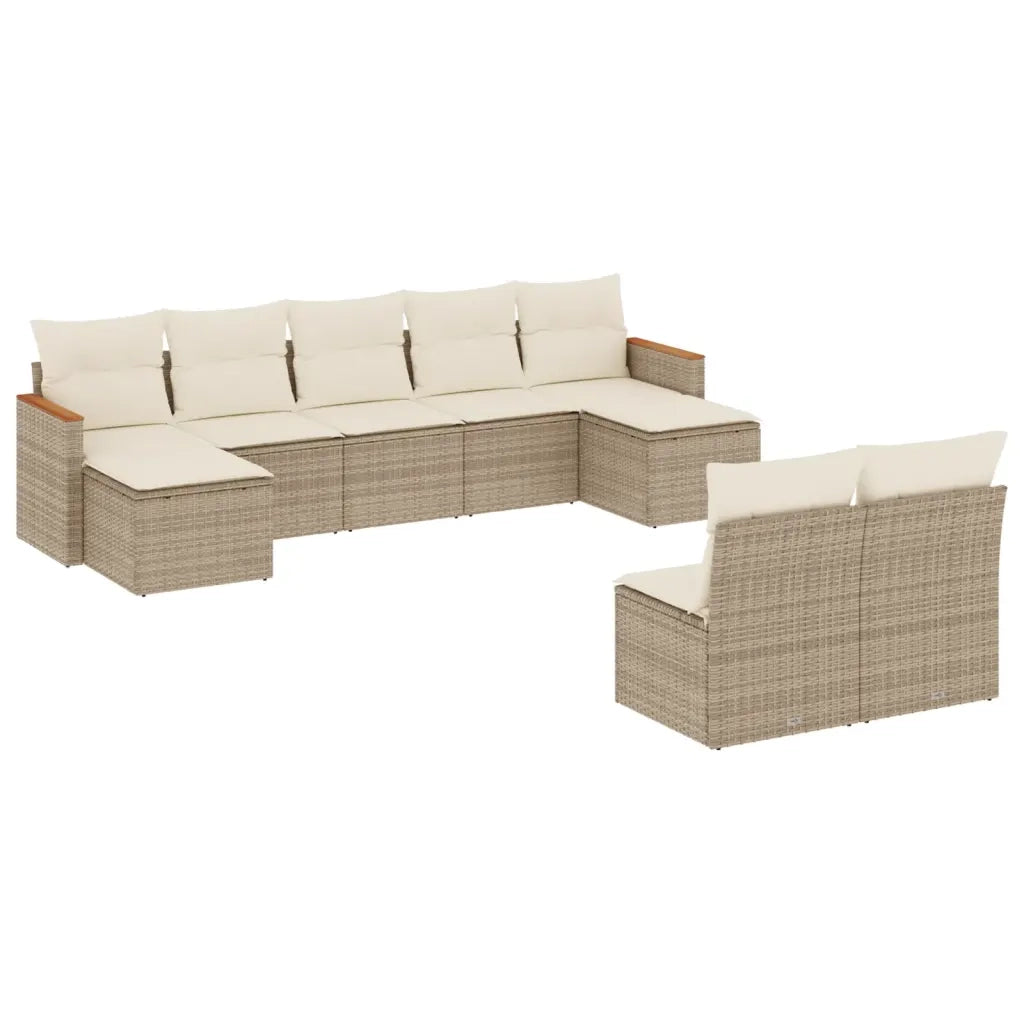 Set Divano da Giardino 9 pz con Cuscini Beige in Polyrattan 3226373