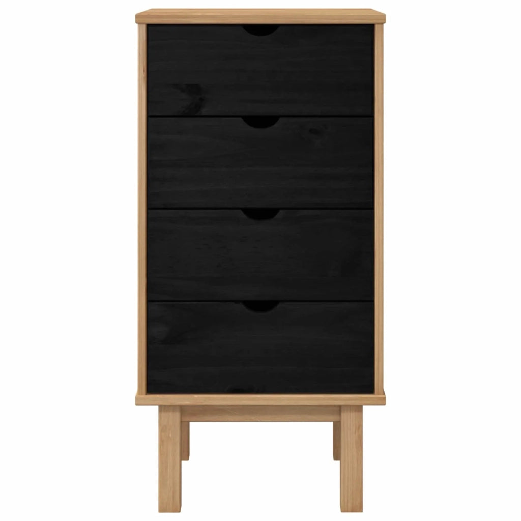 Cassettiera OTTA Nero 45 x 39 x 90 cm Legno Massello di Pino