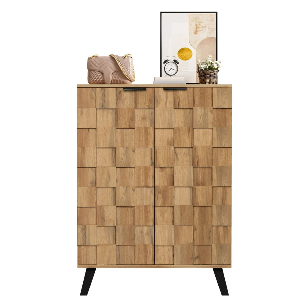 Scarpiera moderna con 4 ripiani regolabili, 80,5 x 35 x 109,5 cm, finitura legno