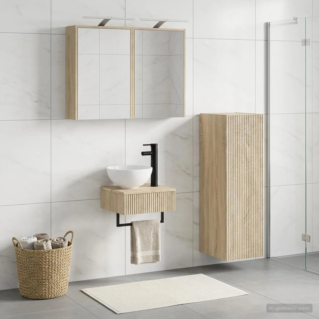 Set di Armadi da Bagno 4 pz Rovere Sonoma Legno ingegnerizzato 3407369