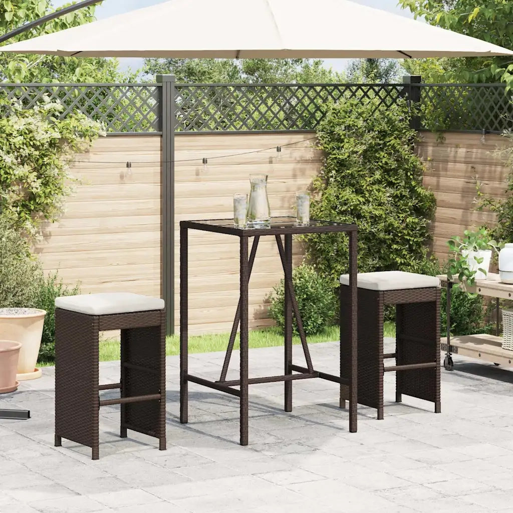 Sgabelli da Bar con Cuscini 2 pz Marroni in Polyrattan CFW3701416