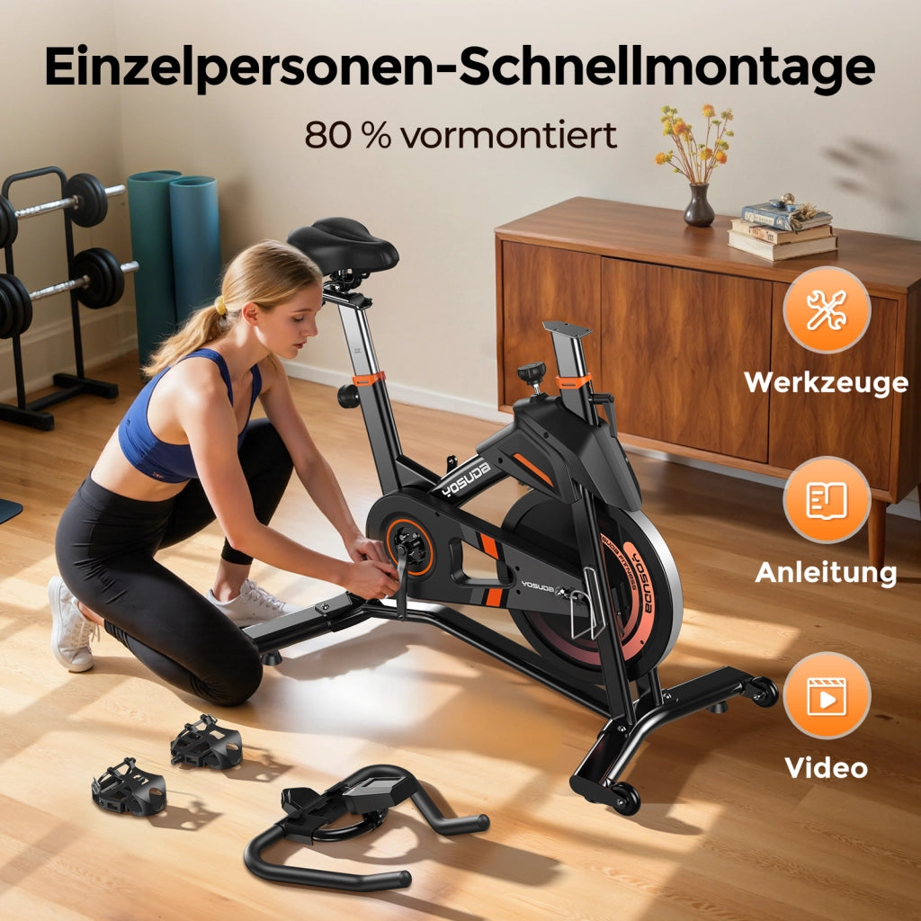 Bicicletta da spinning YOSUDA con resistenza magnetica ¨C zephmum ¨C Monitor LCD e supporto tablet
