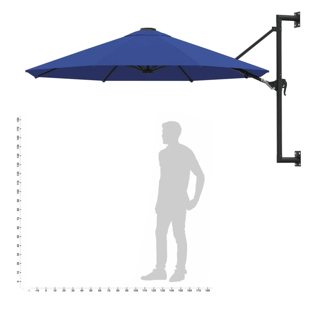 Ombrellone da parete con palo in metallo 300 cm blu 02_0008686
