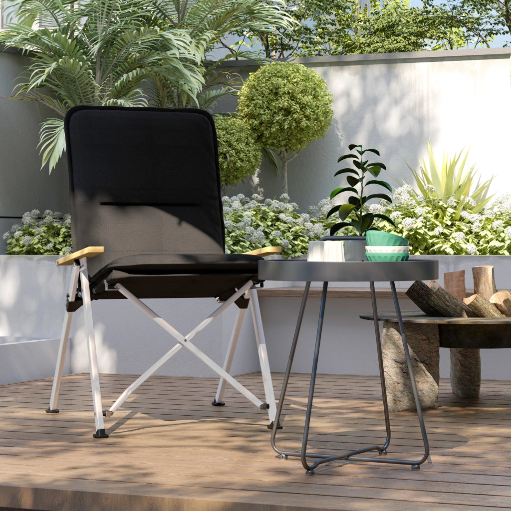 Sedia da camping pieghevole con schienale alto, cuscino amovible e sacco ¨C zephmum ¨C 59x67x96 cm, nera