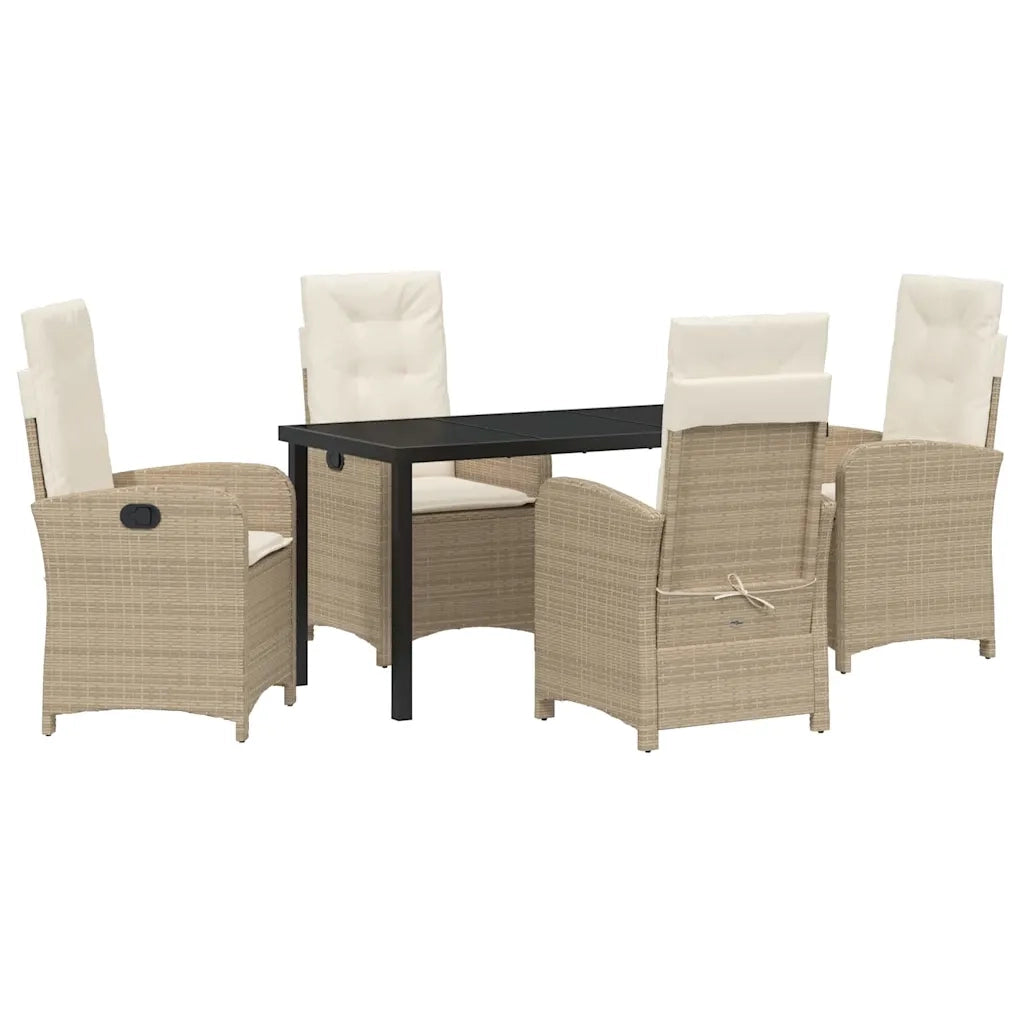 Set da Pranzo per Giardino con cuscino 5 pcs Beige polyrattan 3380283