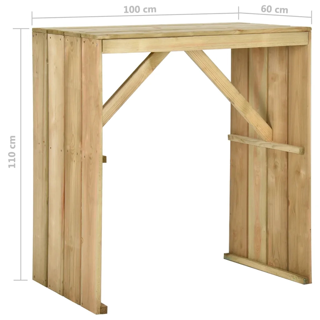 Tavolo da Bar 100x60x110 cm in Legno di Pino Impregnato 318416