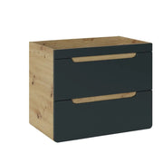 Mobile sottolavabo ERBANO – 70 cm – 2 cassetti – Rovere chiaro e grigio antracite – Design sospeso