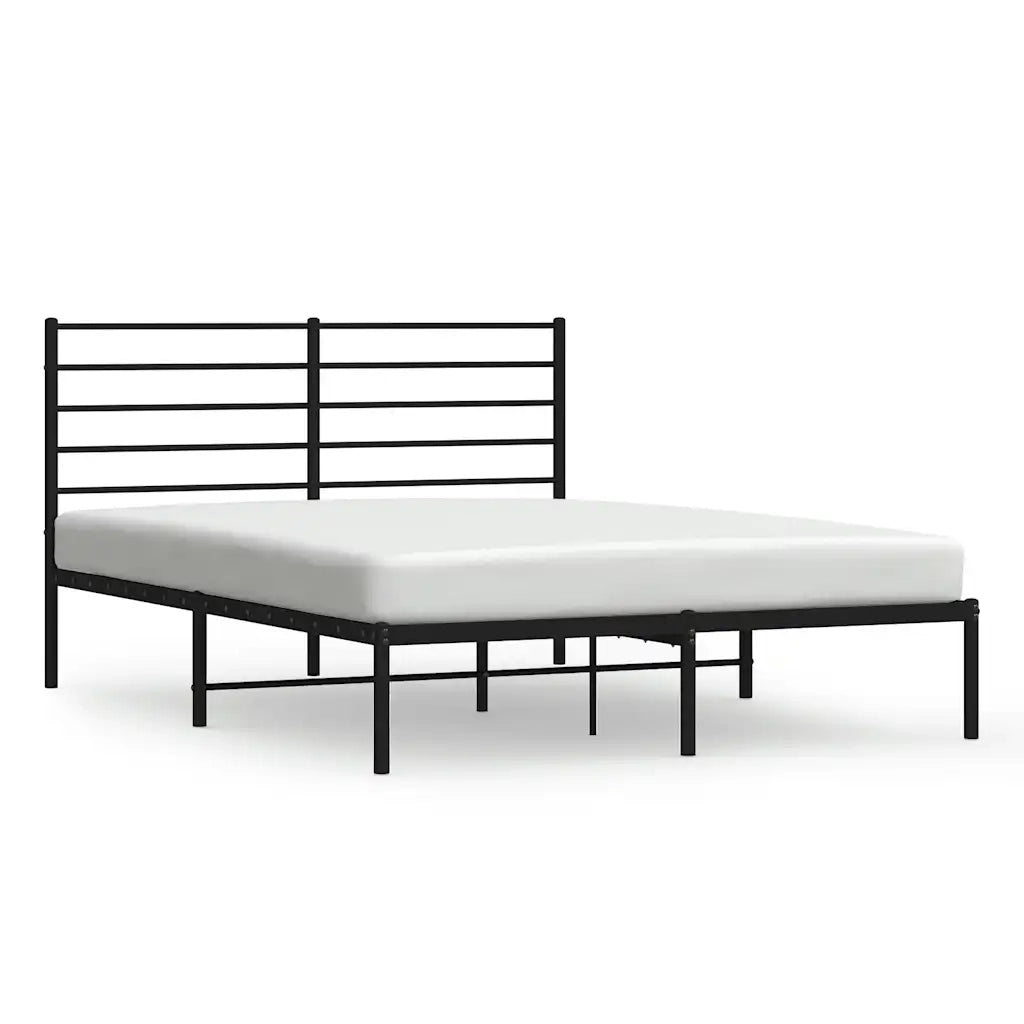 Giroletto con Testiera-Struttura Letto con testiera in Metallo Nero 160x200 cm 235460