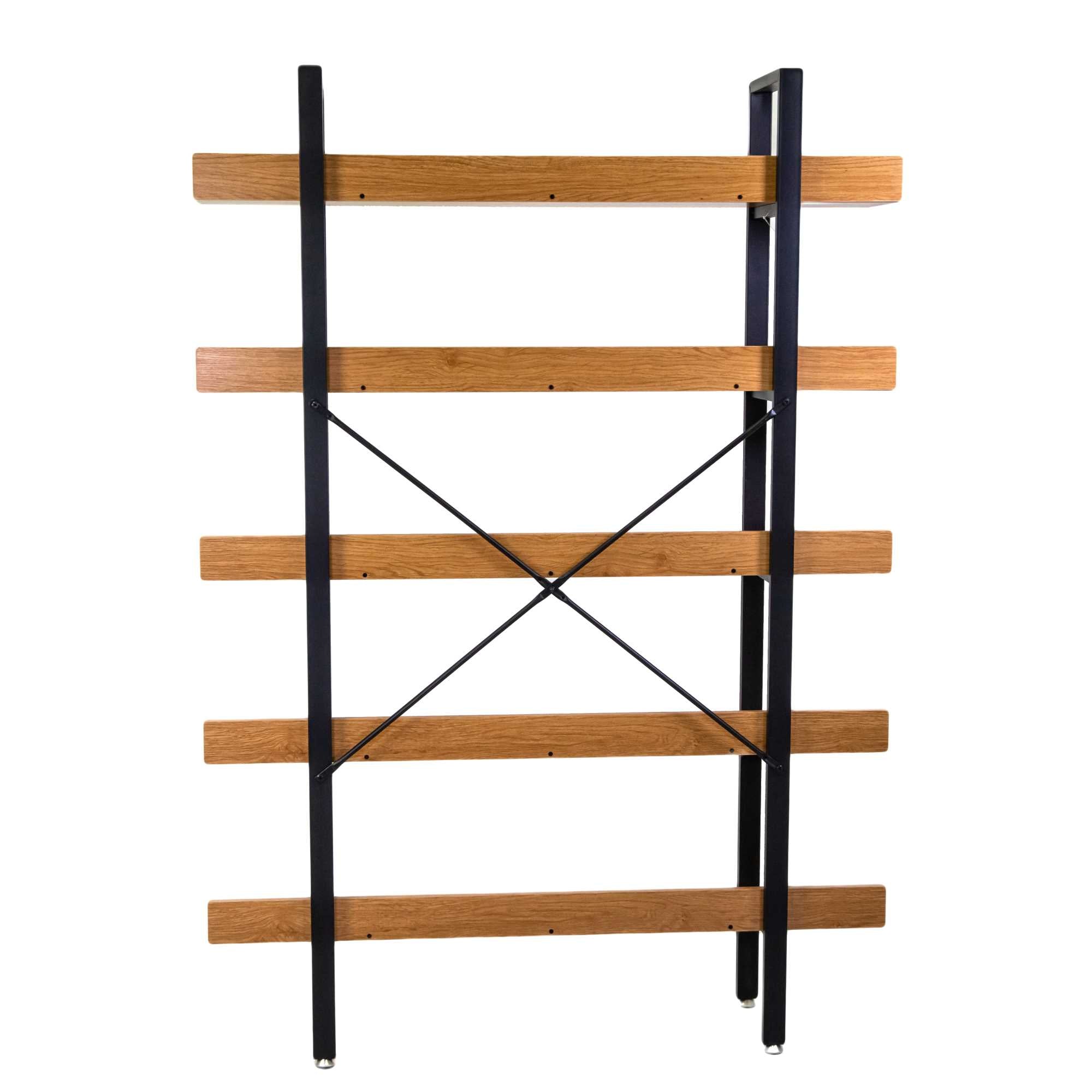 Libreria 5 ripiani 120x28xh171 cm in Metallo e Legno Achille Naturale