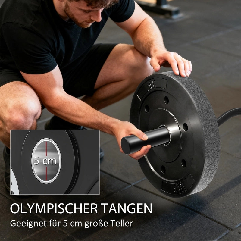 Bilanciere olimpico, bilanciere per sollevamento pesi, manicotti da 5 cm, acciaio, capacit¨¤ di carico 100 kg, nero