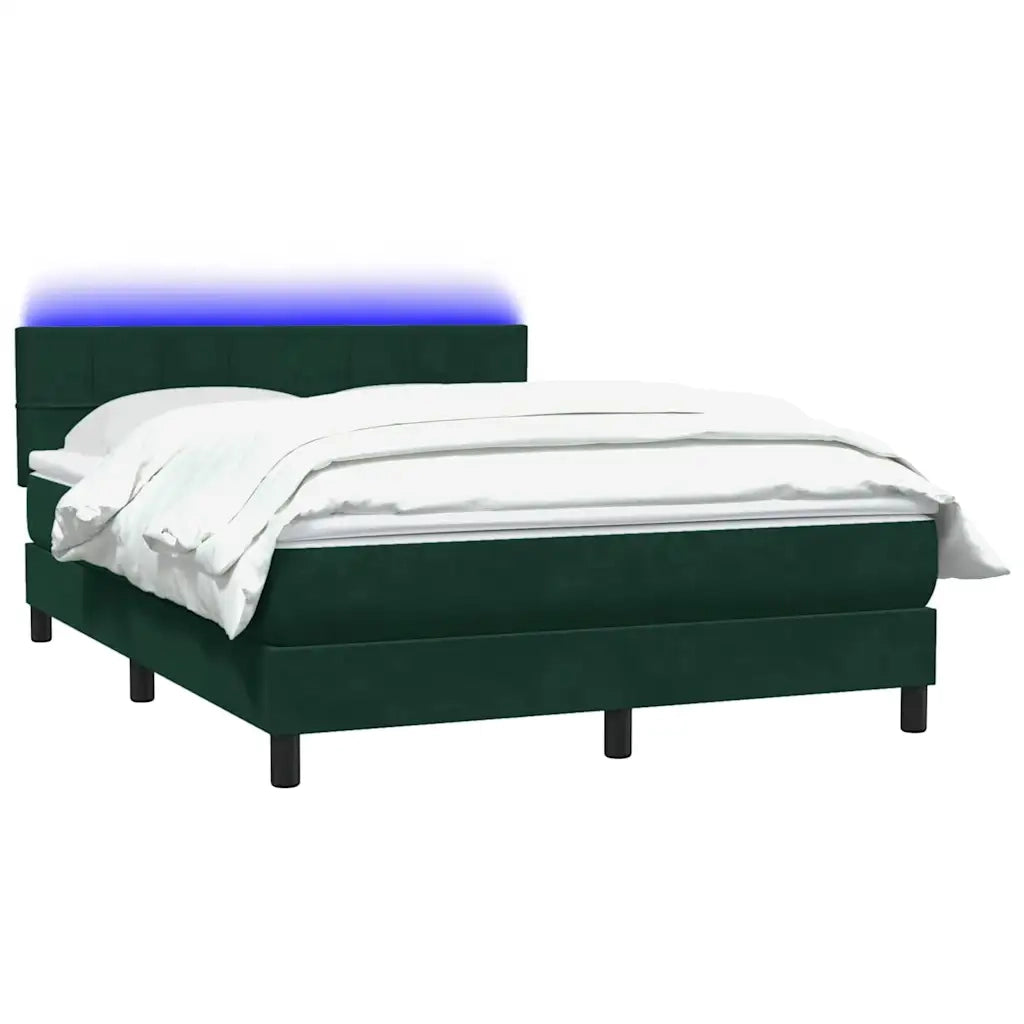 Letto a Molle con Materasso e LED Verde Scuro 160x220 cm Velluto 3316938