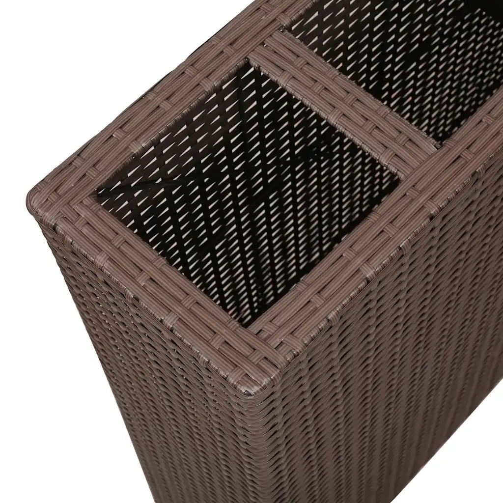Letto Rialzato da Giardino con 4 Vasi-Vaso Elevata-Contenitore per Piant in Polyrattan Marrone