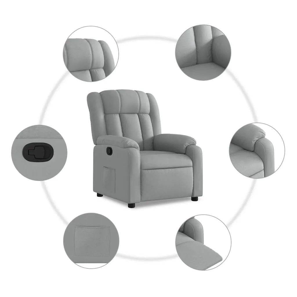 Poltrona | Sedia Relax reclinabile in tessuto grigio chiaro