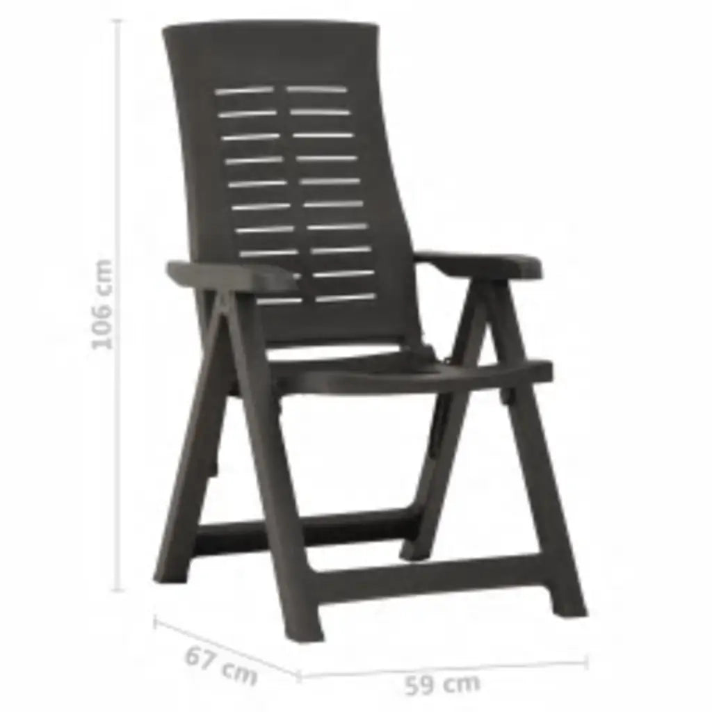 Sedie da Giardino Reclinabili 2 pz in Plastica Antracite 315831