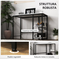 Scrivania per PC 100x50x75 cm Prese di Ricarica e Scaffali in Legno e Metallo Bianca e Nera