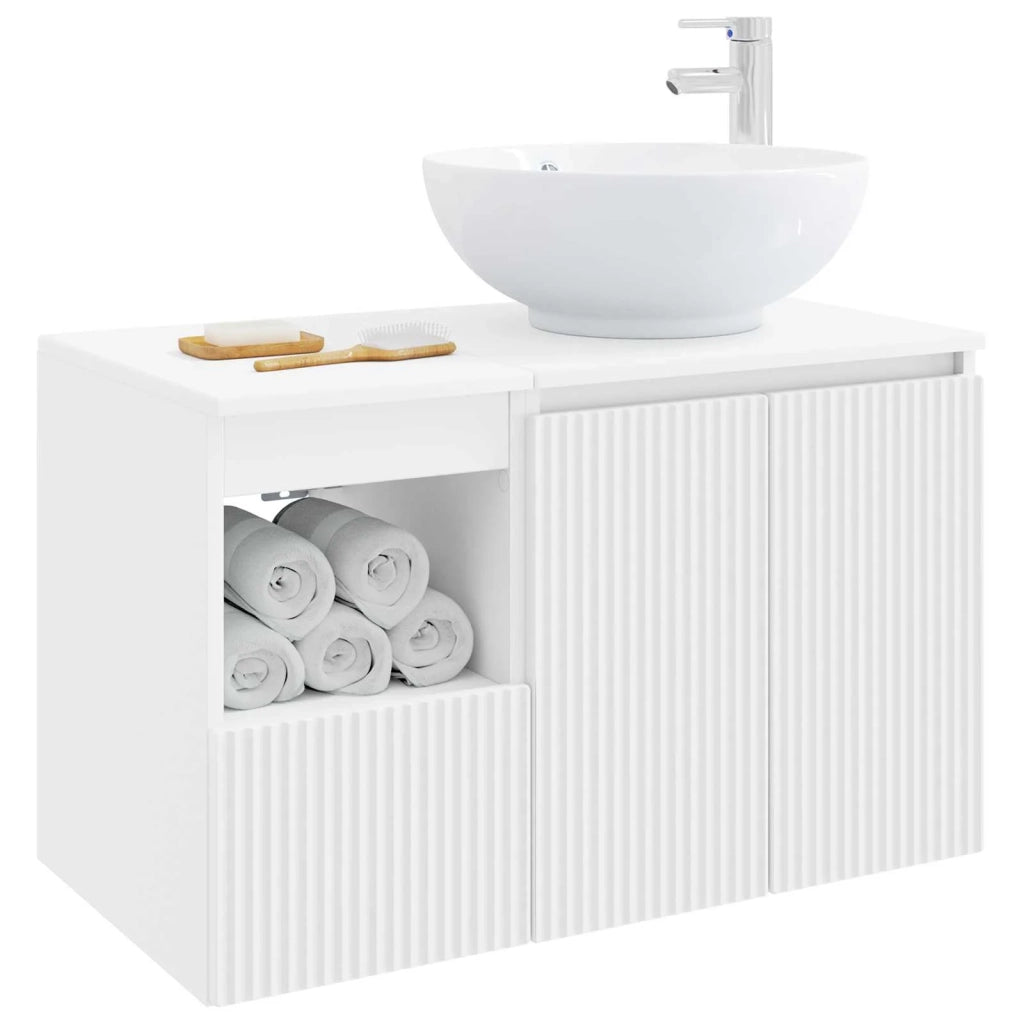 Set di mobili per il bagno 2 pz Bianco Legno ingegnerizzato 3404084
