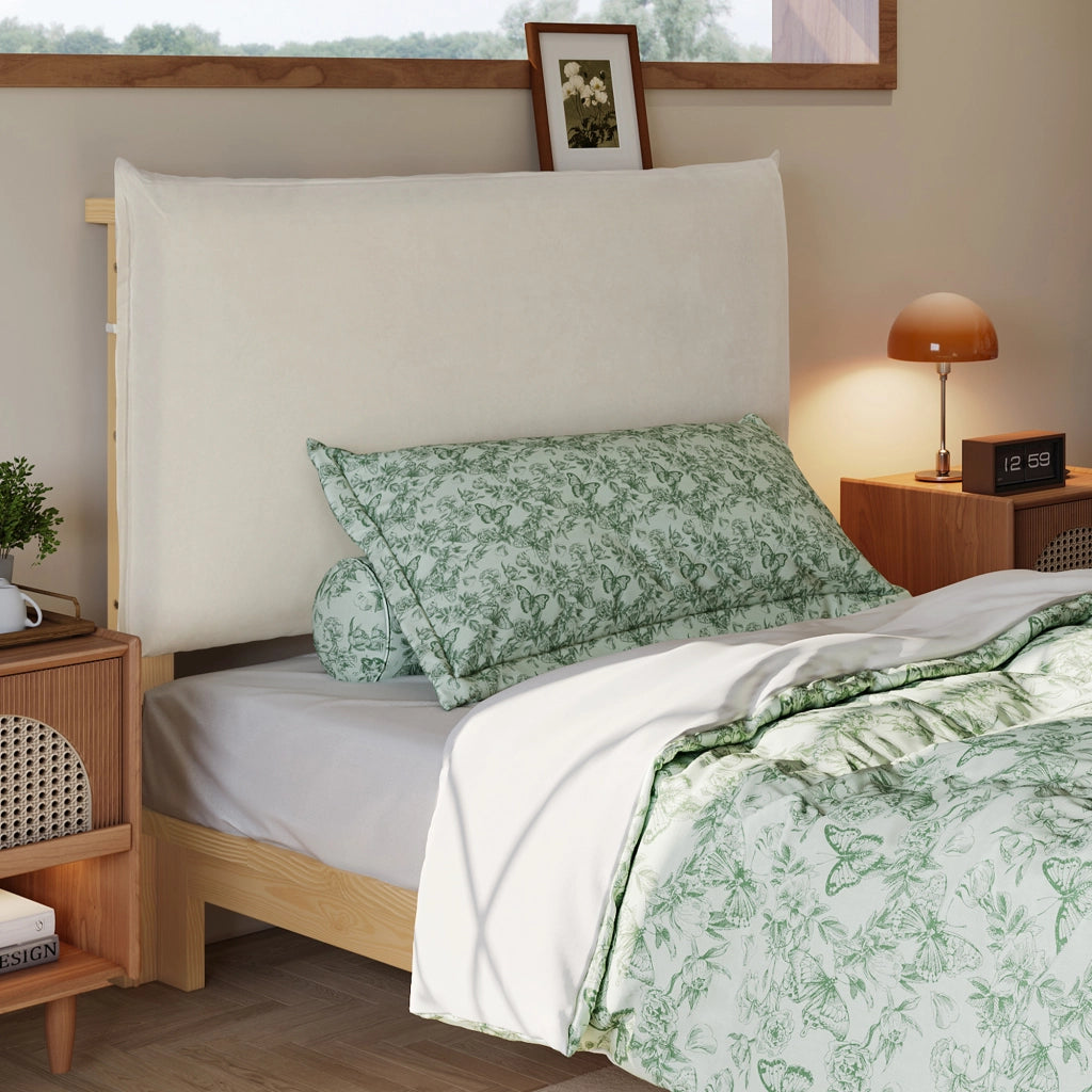 Letto Singolo Imbottito con Testiera ¨C MINIMAL ¨C Pino/Multistrato, 90x200, Naturale